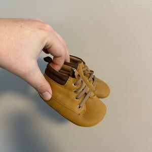 Carters Child of Mine 3/6m Tan soft sole infant booties
